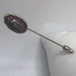 Tiffany & Co. Sterling Silver Stickpin with Vintage Red Favrile Scarab